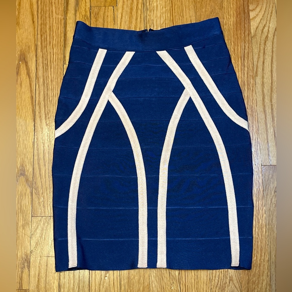 Anthropologie HD France Blue And Pink Pencil Skirt Size XS